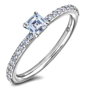 0.30 Carat GIA Diamond Emerald Cut Engagement Ring in 14K White Gold