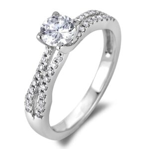 0.55 Carat Canadian Diamond Royal Style Engagement Ring in 14K White Gold