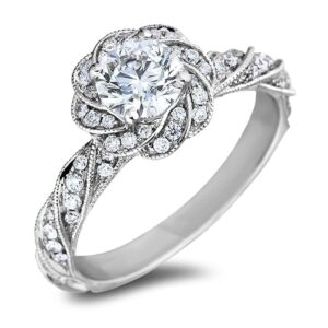 0.81 Carat Canadian Diamond Flower Engagement Ring in White Gold