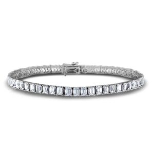 10.74 Carat TW Emerald Cut Diamond Tennis Bracelet in 14K White Gold