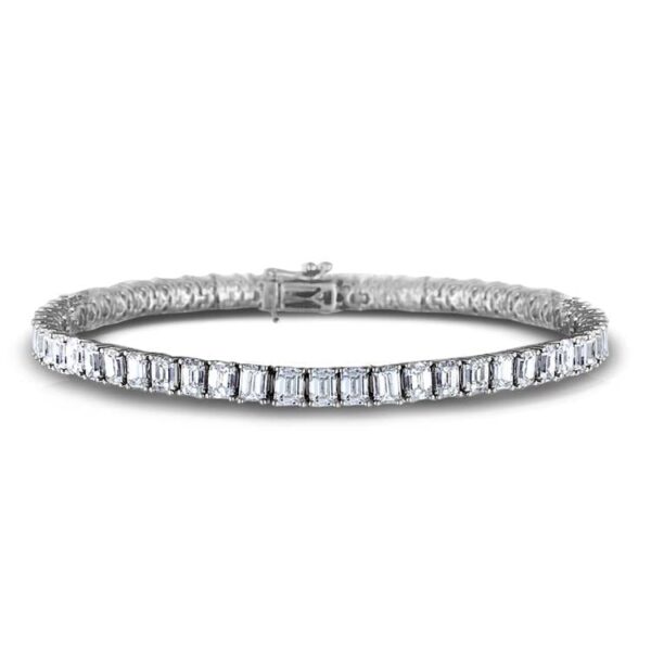 10.74 Carat TW Emerald Cut Diamond Tennis Bracelet in 14K White Gold