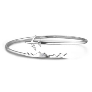 Canadian Diamond Solitaire Sterling Silver World Traveler Bangle