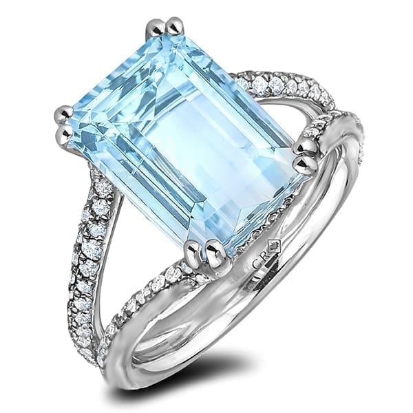 emerald cut aquamarine ring