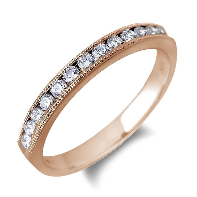 Rose gold channel set diamond band discount