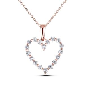 0.50 Carat TW Dainty Canadian Diamond Heart Pendant in Rose Gold