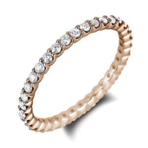 Diamond Eternity Ring in 14K Yellow Gold and Men's 5MM Matte Finish Band in 14K Yellow Gold - Special Order