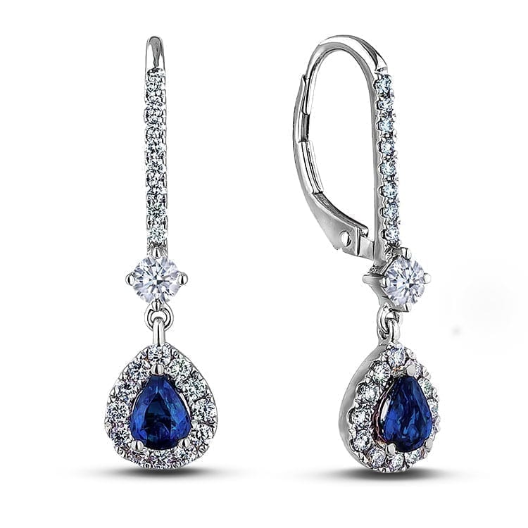 Sapphire pear deals drop earrings