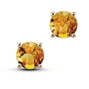 1.64 Carat TW Citrine Stud Earrings in Yellow Gold