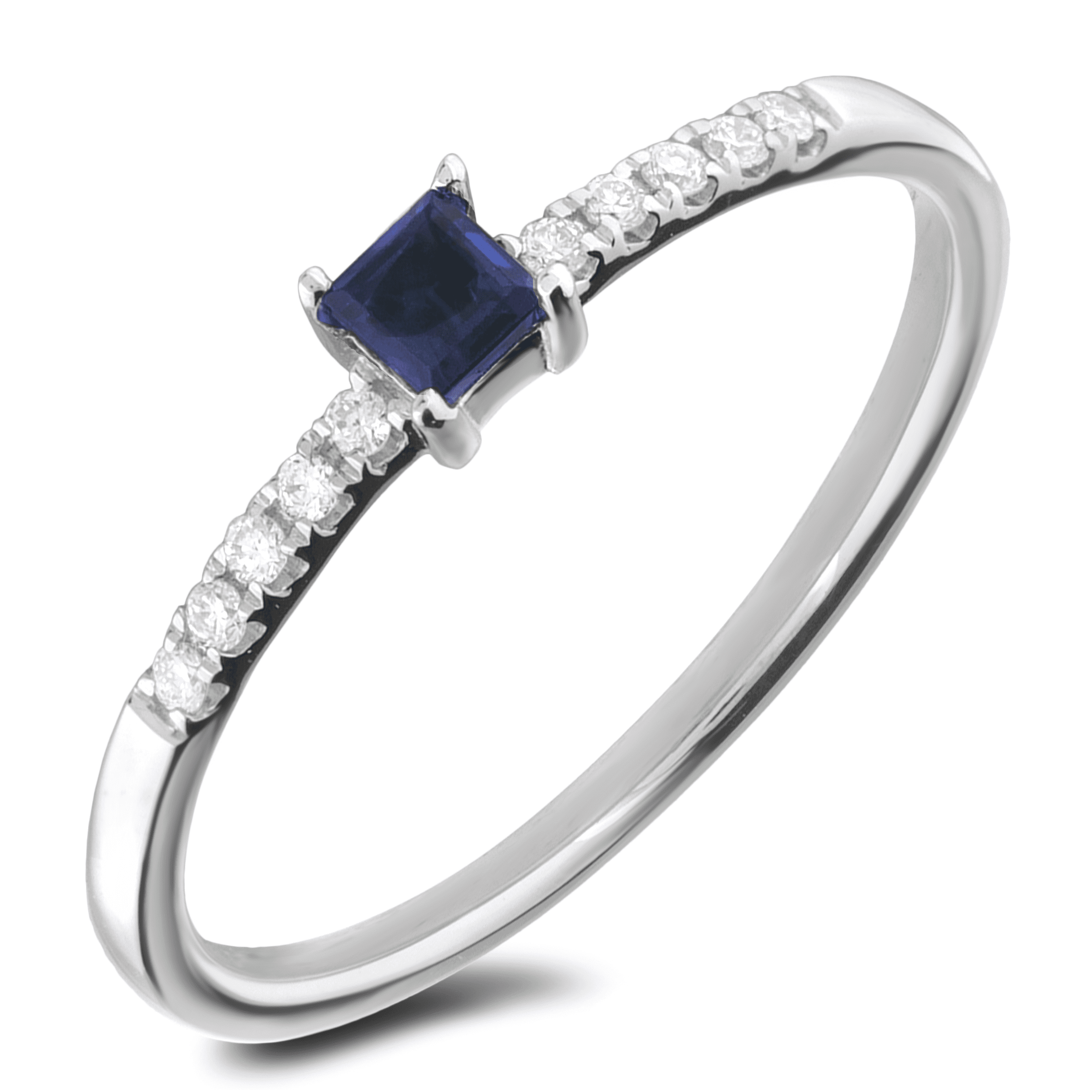 0.15 Carat Sapphire & Diamond Stackable Ring in white Gold | Lugaro
