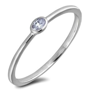 0.05 Carat Diamond Solitaire Stackable Anniversary Ring in White Gold