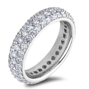 2.52 Carat TW Diamond Triple Row Dome Eternity Ring in 18K White Gold