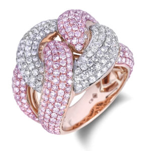 2.74 Carat TW Pink Sapphire & Diamond Wide Anniversary Ring in 18K Rose Gold