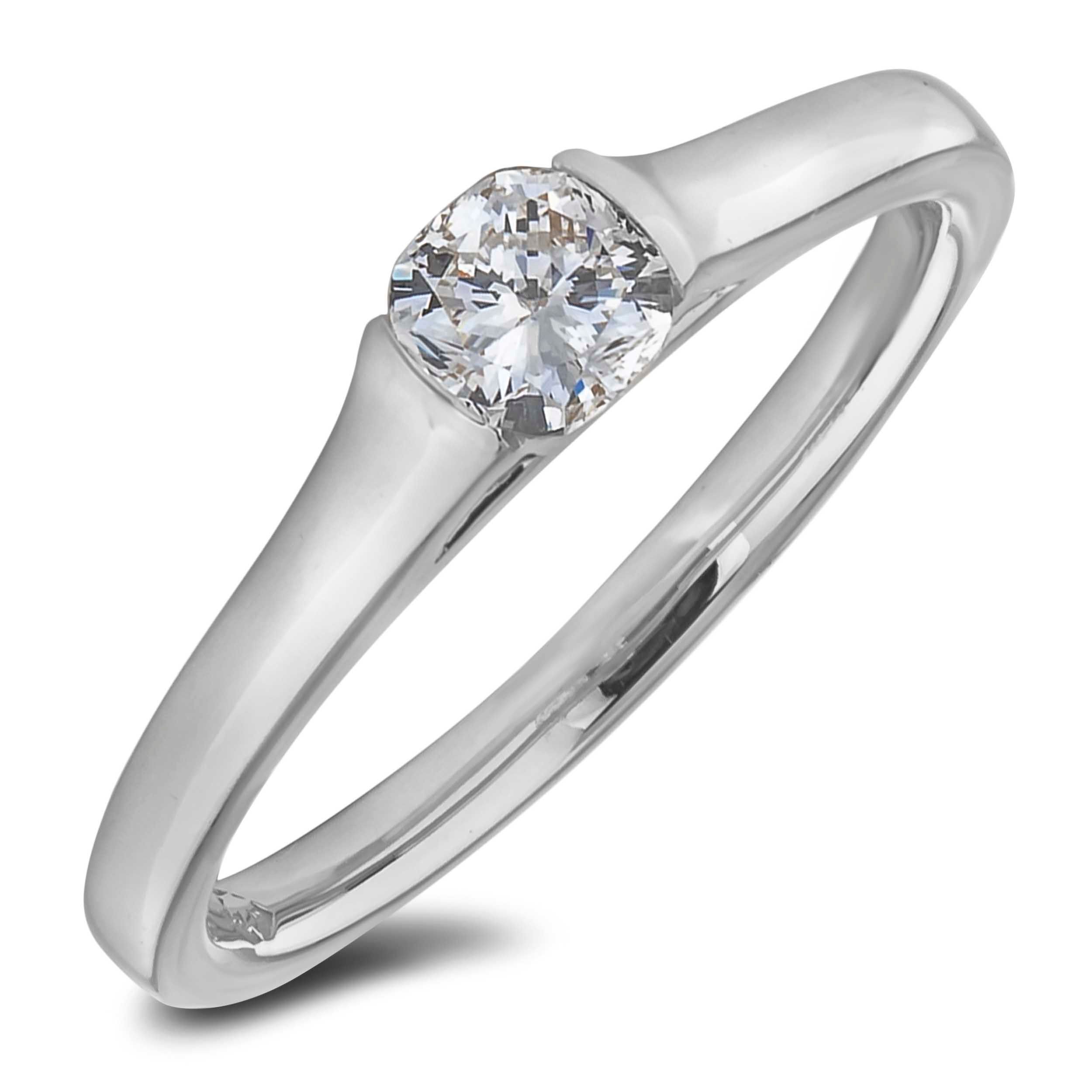 Tension Set Swirl Solitaire Engagement Ring Setting 14k White Gold - U469