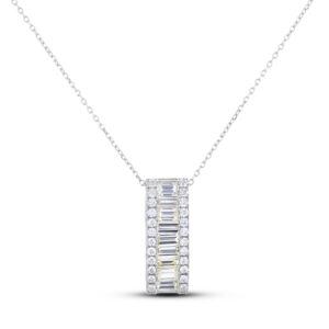Canadian Diamond Emerald Cut Drop Pendant in 14K White Gold