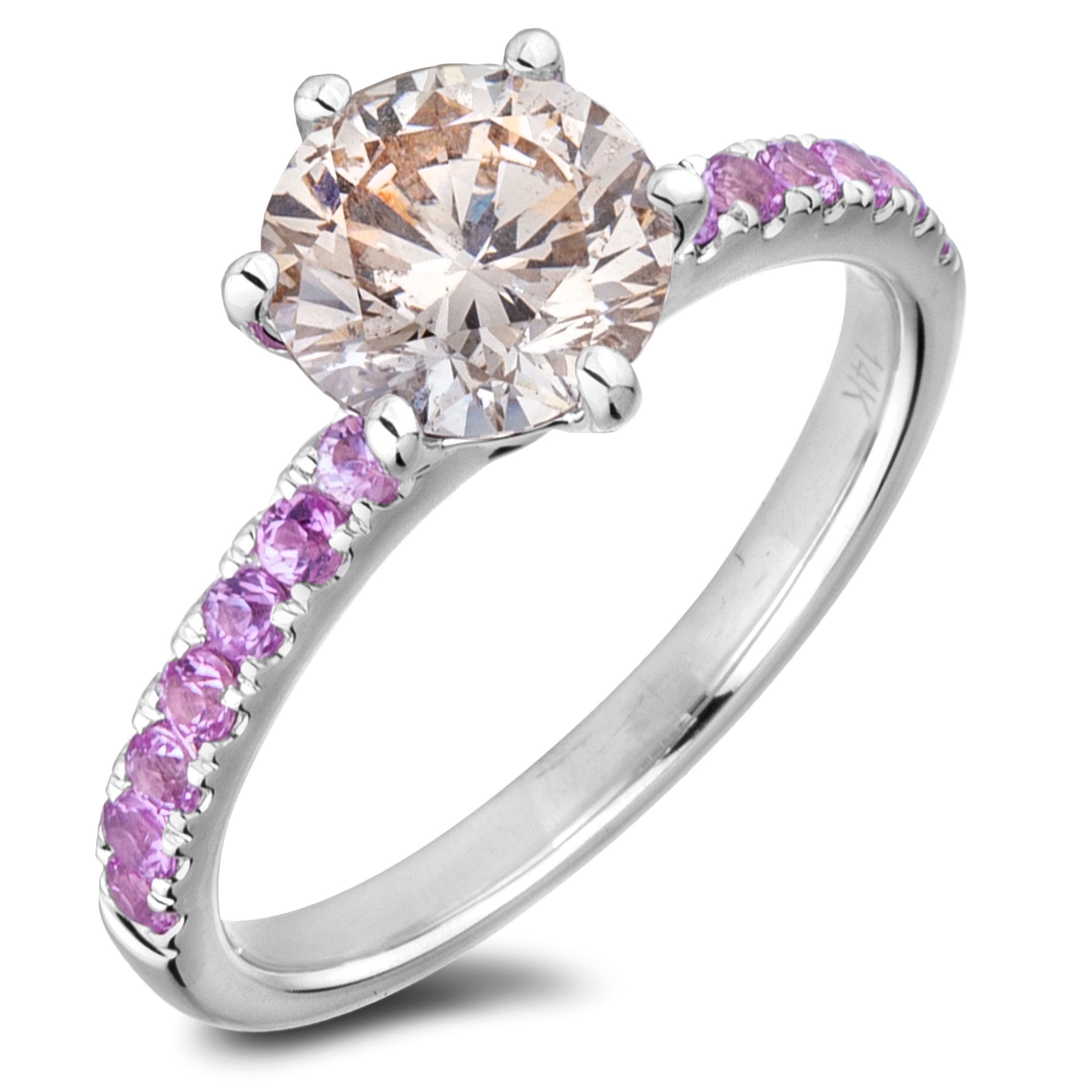 1.35 Carat Canadian Diamond Engagement Ring with Pink Sapphire