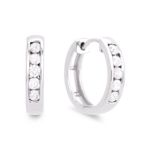 0.60 Carat TW Canadian Diamond Channel Set Hoop Earrings in White Gold