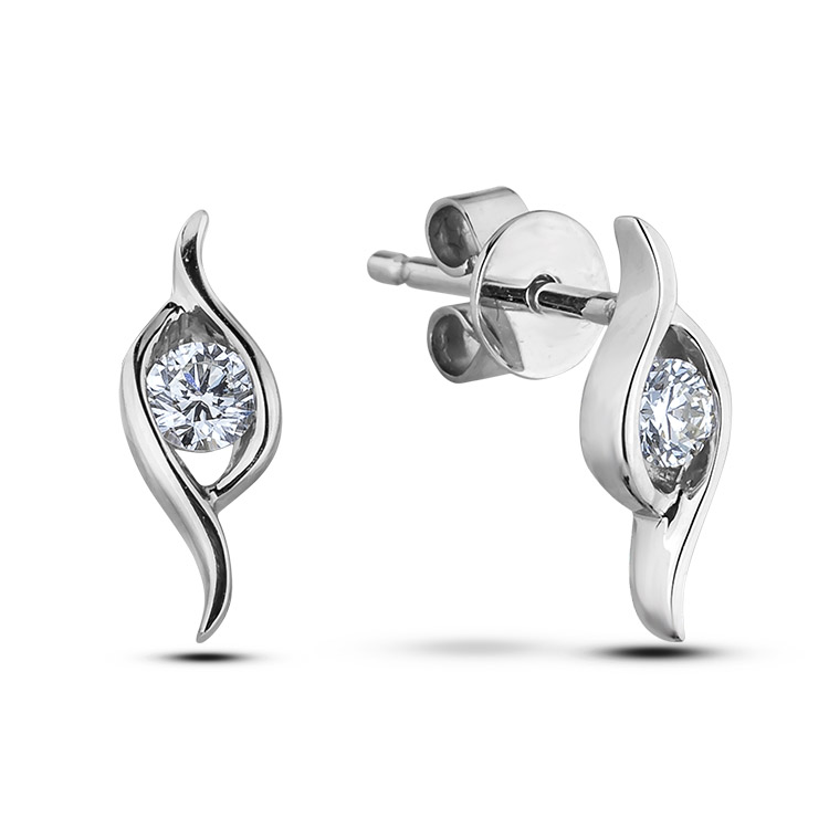 Macy's Cubic Zirconia 3-Pc. Set Graduated Stud Earrings in 14k Gold or 14k White  Gold - Macy's