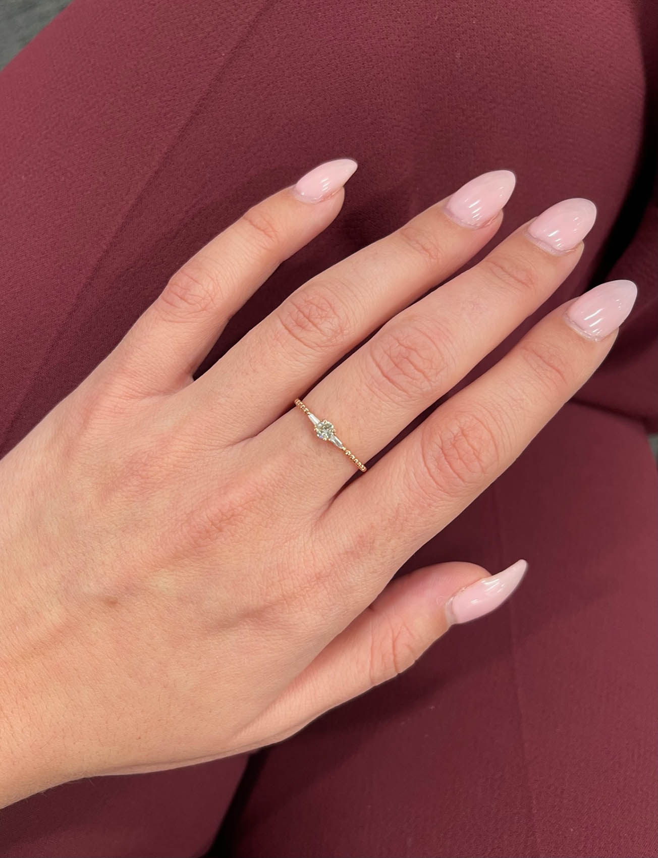 0.23 CTW Canadian Diamond Stackable Beaded Ring in Rose Gold