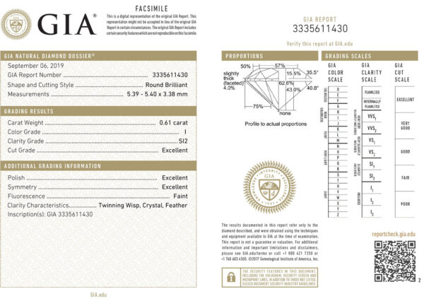 0.60 Carat GIA Certified Solitaire Diamond Engagement Ring in 14K White Gold