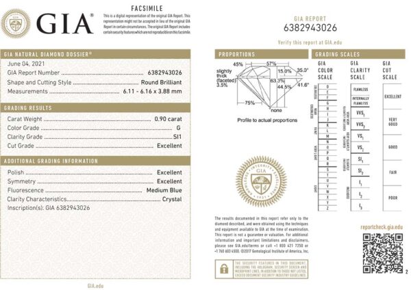 0.90 Carat GIA Certified Diamond Engagement Ring with Side Diamonds in 14K White Gold