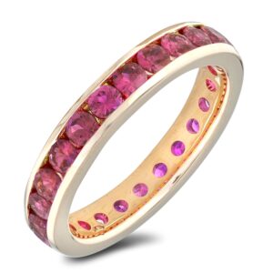 2.04 Carat TW Ruby Eternity Wedding Band Ring in 14K Yellow Gold