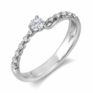 Canadian Diamond Dainty Engagement Ring in 18K White Gold 0.71 Carat TW