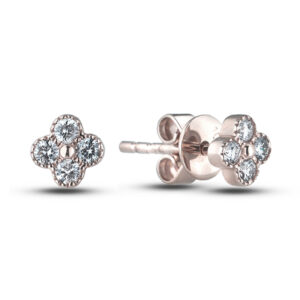 0.20 Carat TW Diamond Flower Stud Earrings in Rose Gold