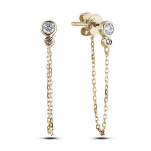 Canadian Diamond Chain Earrings in Yellow Gold