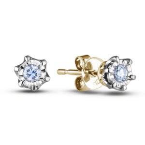 6 - Claw Diamond Studs Earrings in Yellow and White Gold