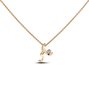 Canadian Diamond Solitaire Rose Gold Letter A Initial Necklace