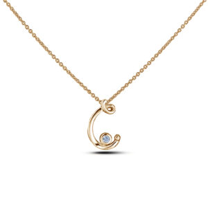 Canadian Diamond Solitaire Rose Gold Letter C Initial Necklace