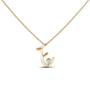 Canadian Diamond Solitaire Rose Gold Letter E Initial Necklace
