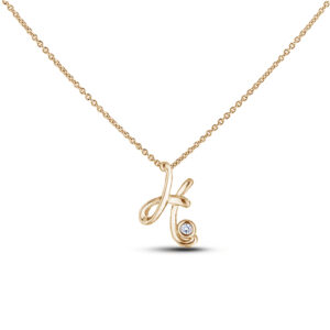 Canadian Diamond Solitaire Rose Gold Letter H Initial Necklace