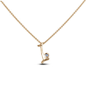 Canadian Diamond Solitaire Rose Gold Letter I Initial Necklace