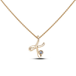 Canadian Diamond Solitaire Rose Gold Letter K Initial Necklace