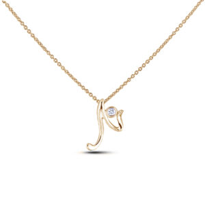 Canadian Diamond Solitaire Rose Gold Letter N Initial Necklace