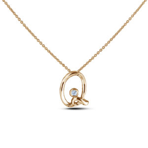 Canadian Diamond Solitaire Rose Gold Letter Q Initial Necklace