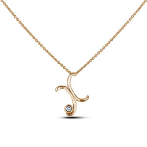 Canadian Diamond Solitaire Rose Gold Letter X Initial Necklace