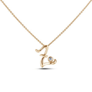 Canadian Diamond Solitaire Rose Gold Letter Z Initial Necklace