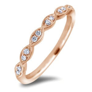 0.10 Carat TW Diamond Vintage Style Anniversary Ring in 14K Rose Gold