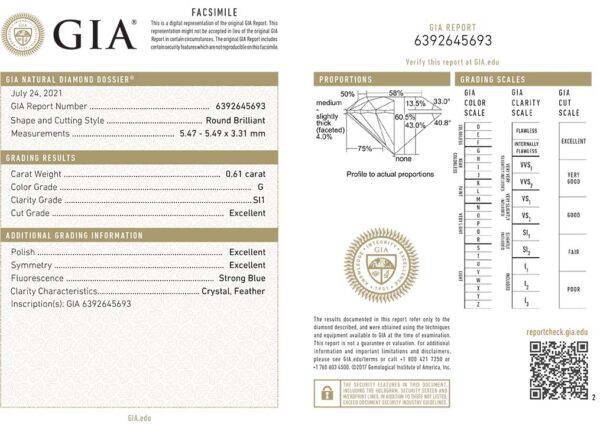 0.60 Carat GIA Certified Diamond Engagement Ring with Side Diamonds in 18K White Gold