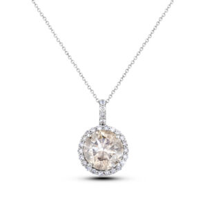6.00 Carat Canadian Diamond Halo Pendant in 14K White Gold