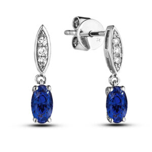 0.82 Carat TW Sapphire & Diamond Dangle Earrings in White Gold
