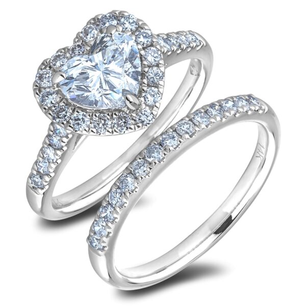 0.68 Carat Heart Shaped Diamond Halo Engagement Ring in 14K White Gold - Image 3