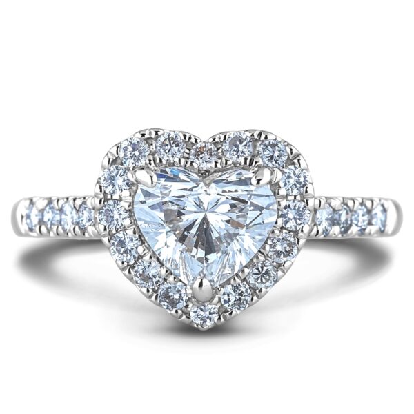 0.68 Carat Heart Shaped Diamond Halo Engagement Ring in 14K White Gold - Image 2