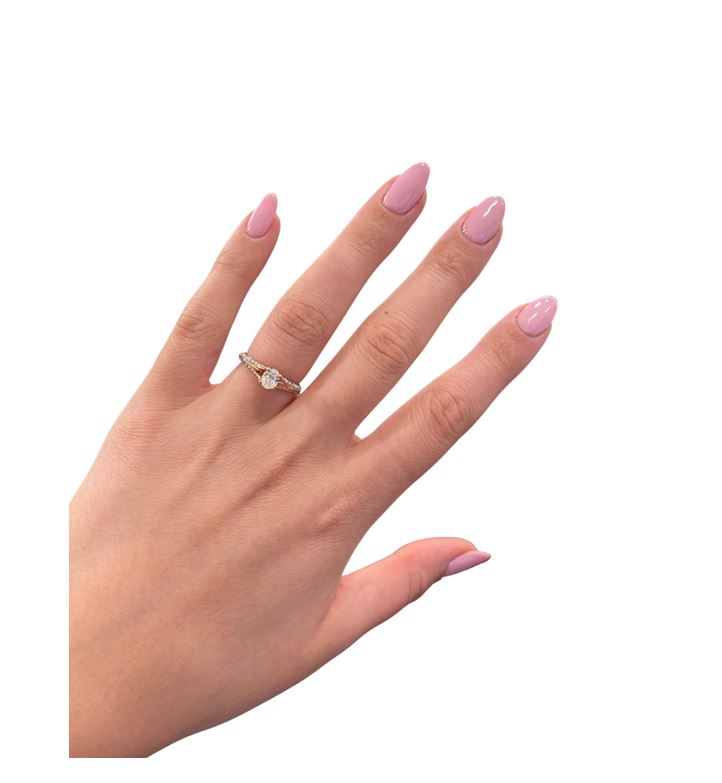 0.52 Ct Canadian Diamond Oval Vintage Style Engagement Ring in 14K