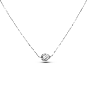 0.28 Carat TW Canadian Diamond Pear Shape Halo Pendant in White Gold