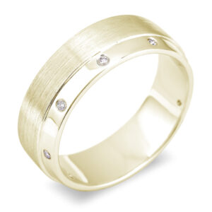 0.07 Carat TW Men's Edge Diamond Wedding Band Ring in Yellow Gold