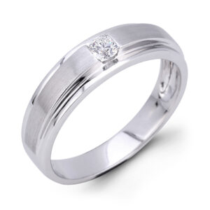 0.10 Carat Solitaire Men's Tension Set Diamond Wedding Band Ring in White Gold