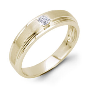 0.10 Carat Solitaire Men's Tension Set Diamond Wedding Band Ring in Yellow Gold